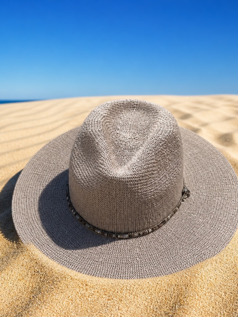 Neutral Straw Fedora Hat - Lightweight Beach Sun Hat